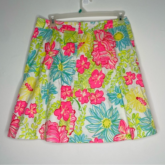 Lilly Pulitzer pleated A-line skirt “Neon Hibiscus" floral print pockets Size 12 - Picture 11 of 16